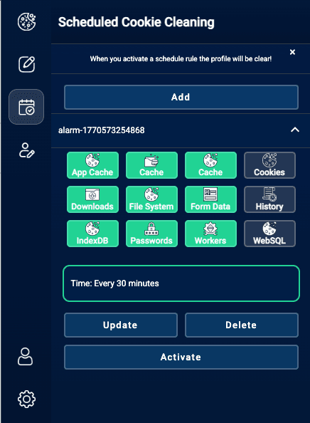 Scheduled Cookie & Browser Cleaning