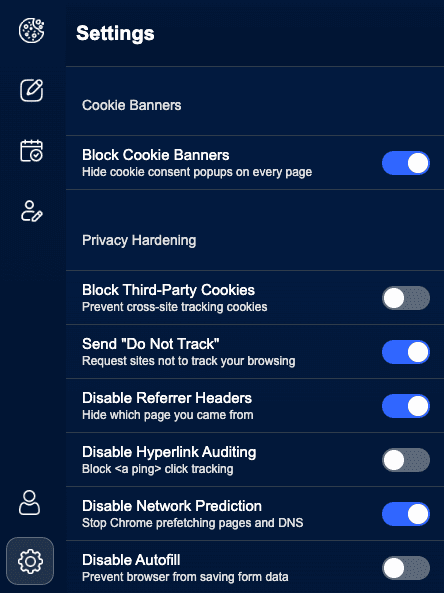 Deep Browser Privacy Controls